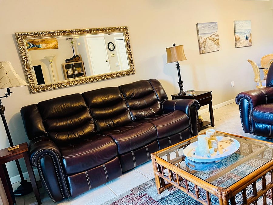 Comfy reclining sofa and chair.