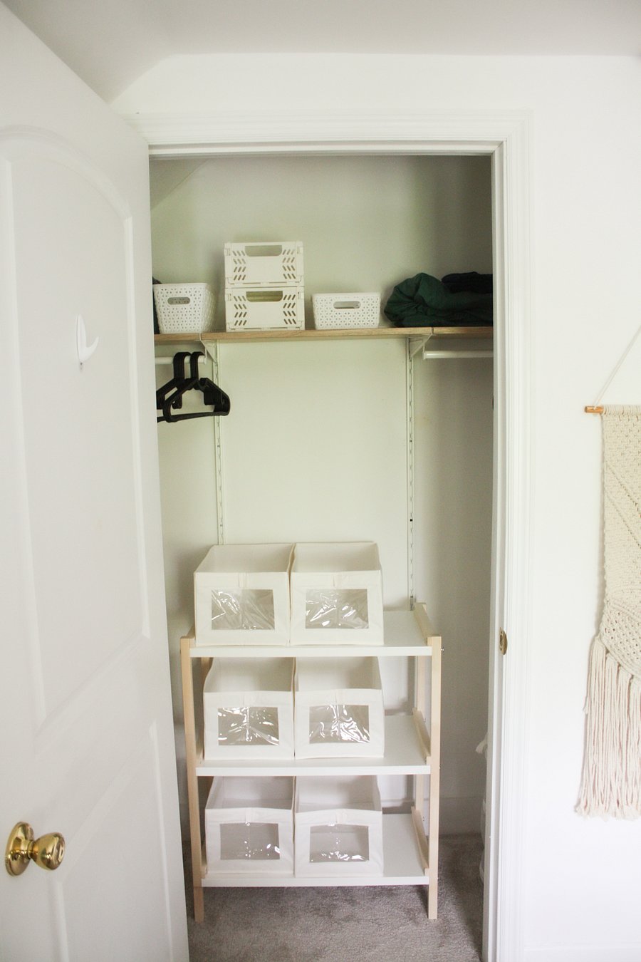 Your suite has ample closet space, complete with a 6'+ shelf for storage, baskets on a floor supported shelf, hangers, 4 towels, and extra change of bedsheets, and extra blankets. 