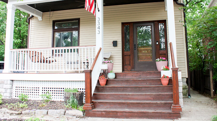 The Sherlock Home features a brand new front porch.