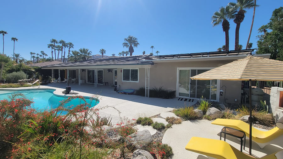 pool shot from one direction. Your bedroom is at the far end of the house.