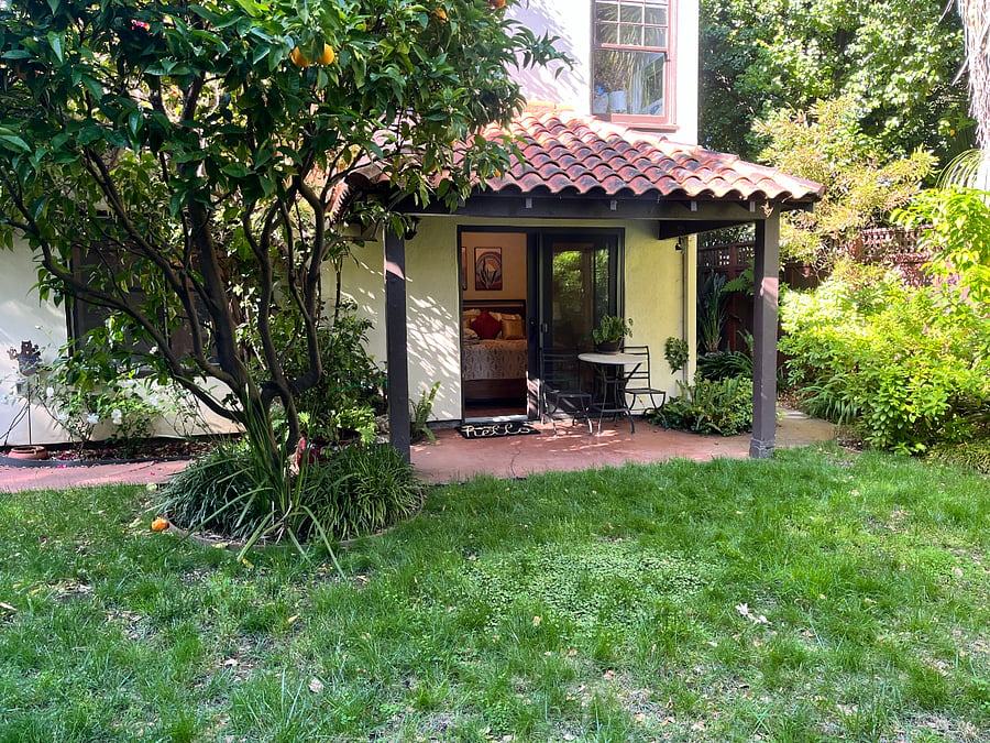 Entry door and patio set to enjoy the peace and quiet with a cup or coffee or tea