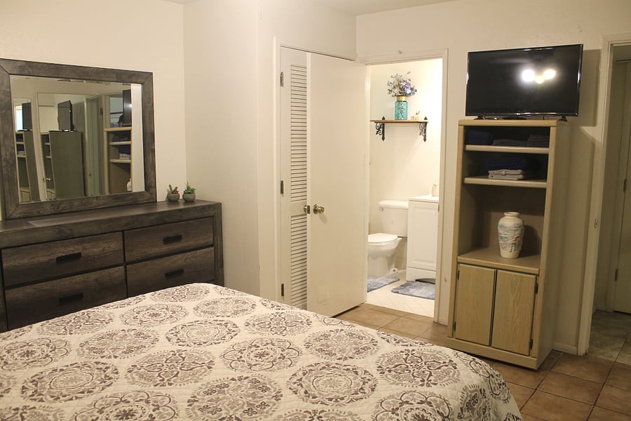 Master bedroom and bathroom