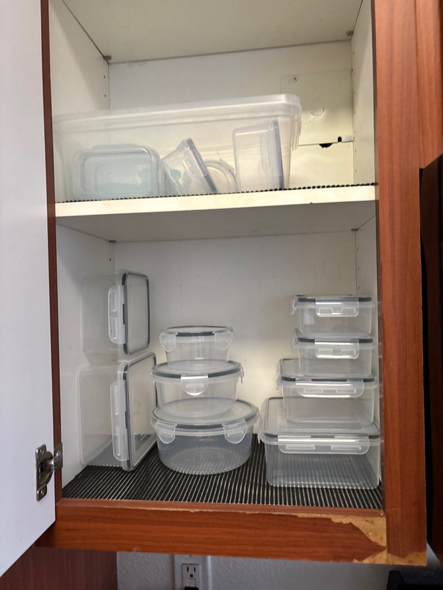 Fully stocked kitchen.