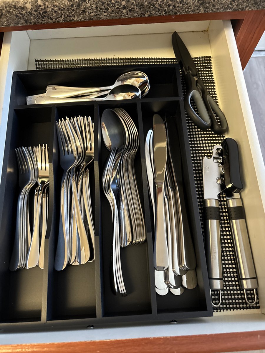 Fully stocked kitchen.