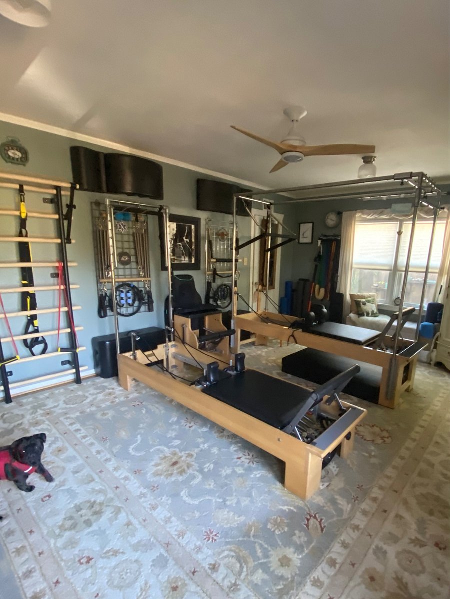 I teach in my home Pilates studio, privates and 2 person classes. You are welcome to take a class. 
www.bepresentpilates.com
