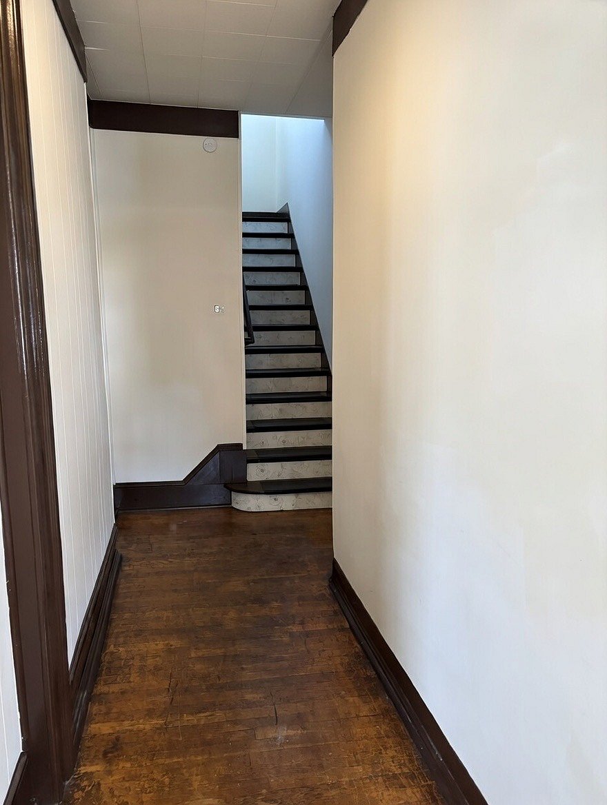 After you go through the red front door with a smart lock. Walk up the steps to your apartment that also has a electric coded lock for your convenience