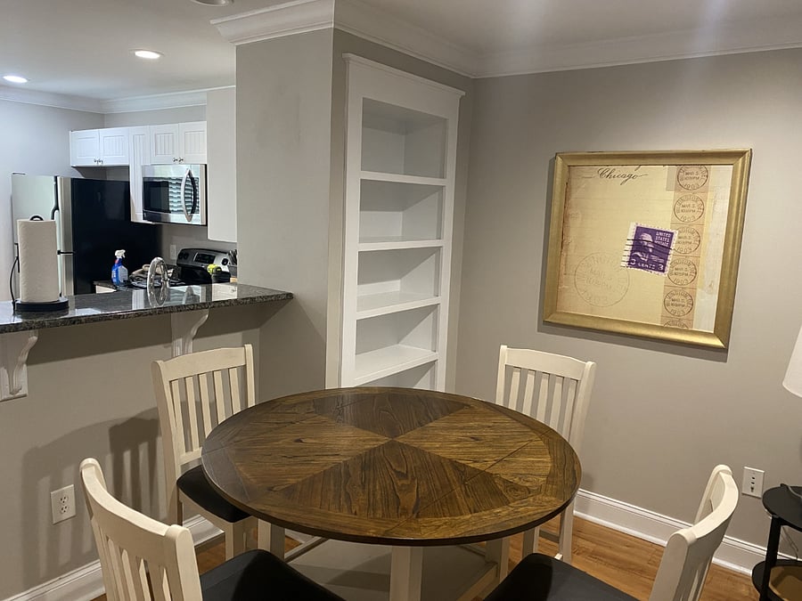 Living room looking toward dining area and kitchen