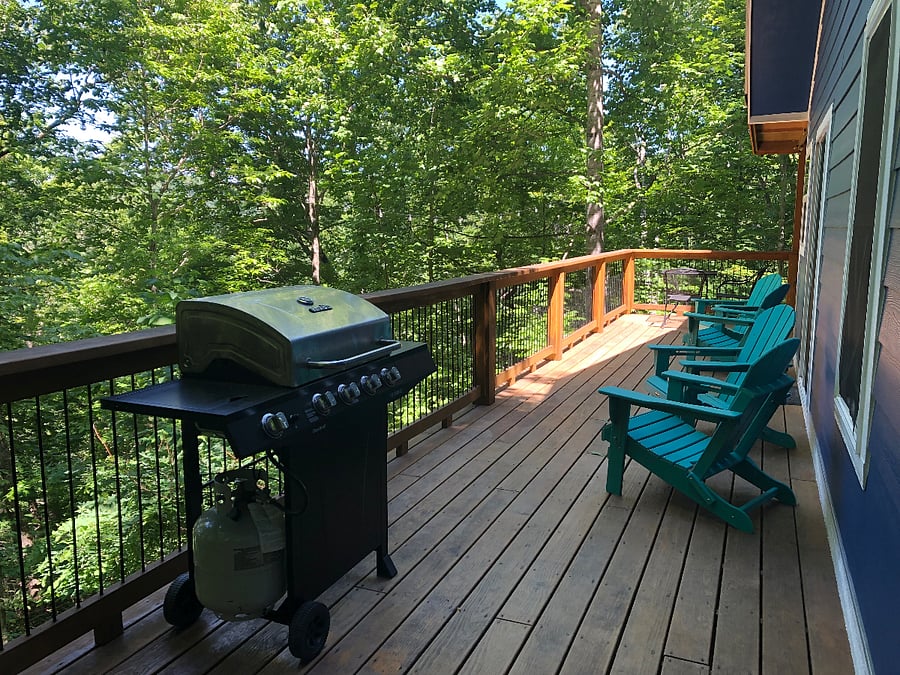 Watch the colorful sunset sky from the wraparound deck.