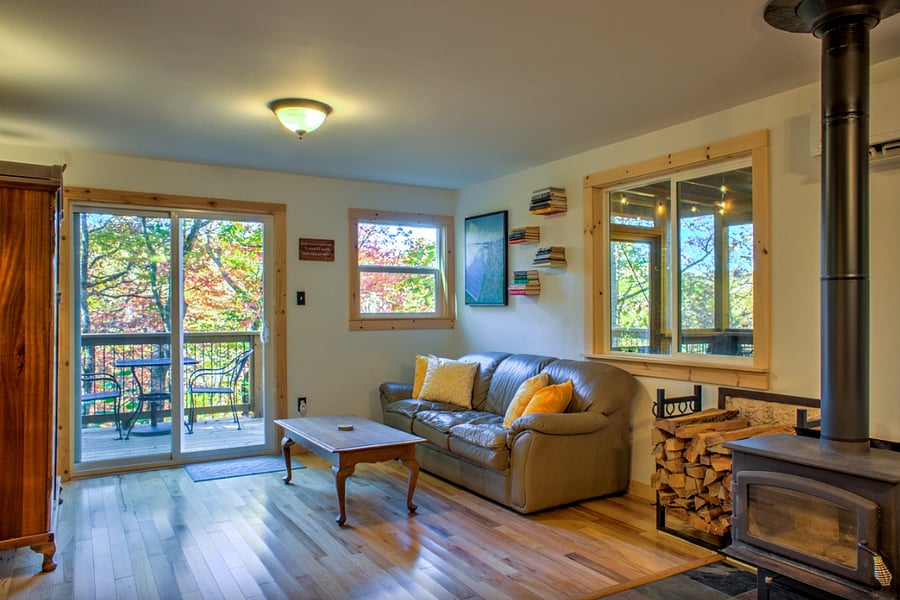 Cozy living room with wood stove