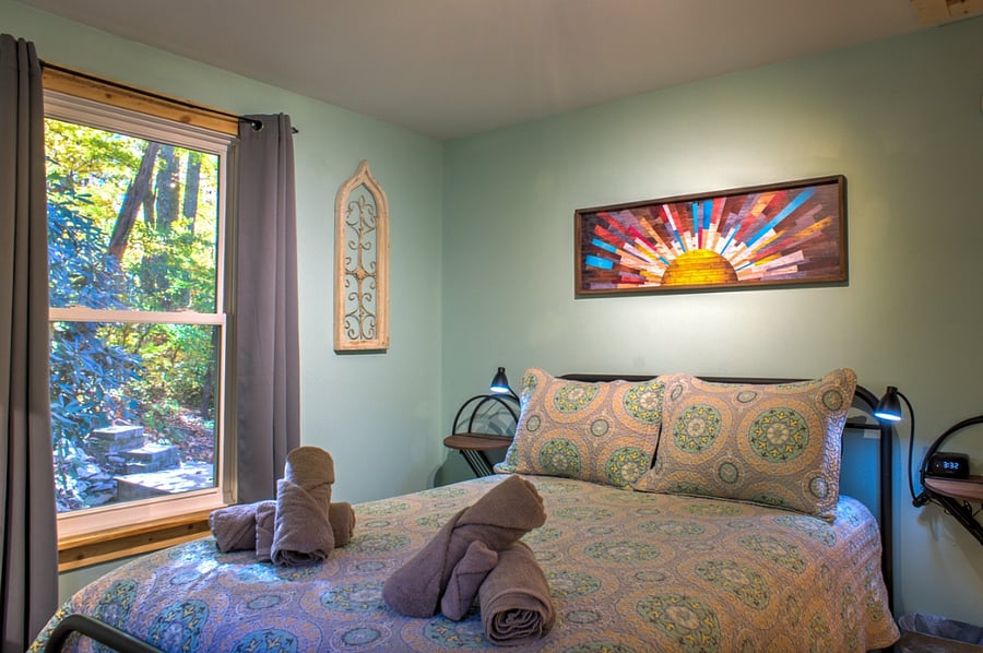 Sleep easy in the queen bed with Sealy plush hybrid memory foam mattress.