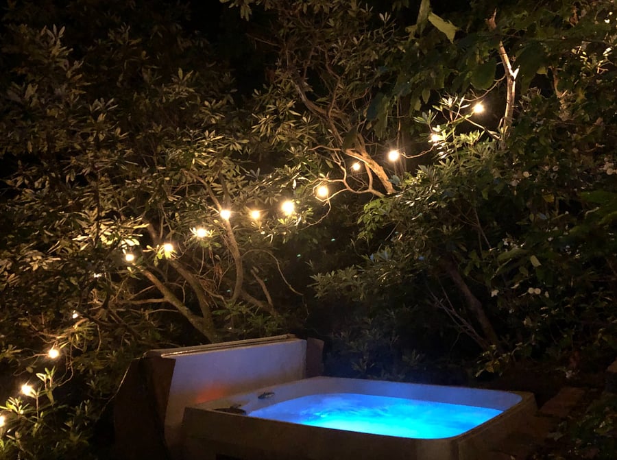 The hot tub is especially wonderful at night.
