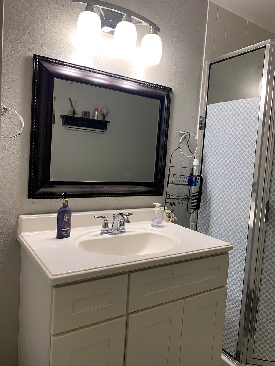 Bathroom sink and shower