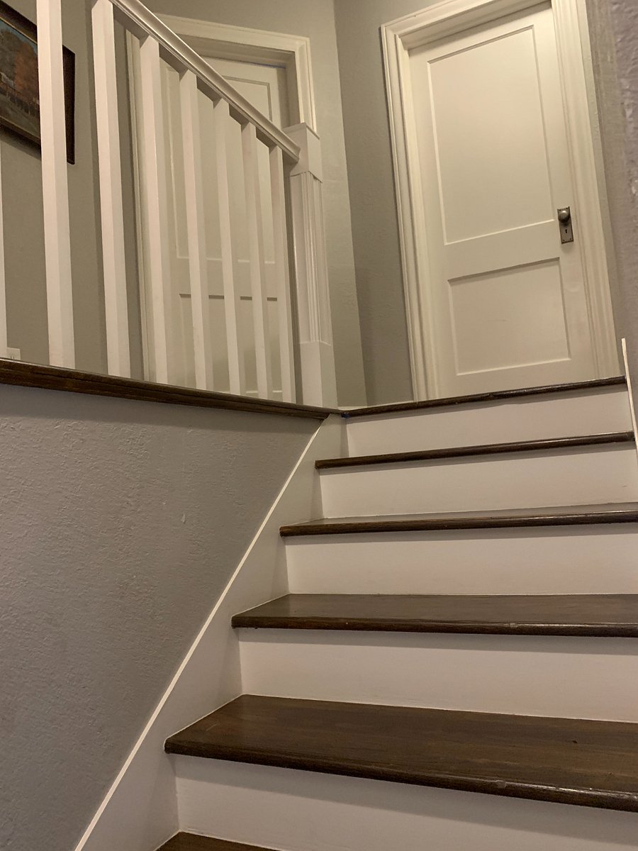 Bathroom and bedrooms are at the top of the stairs.