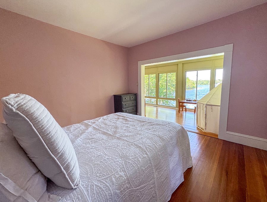 Downstairs queen bed with lake view