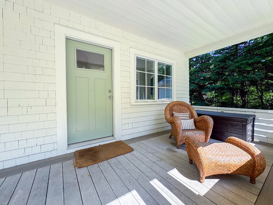 Patio on East side of home facing the street