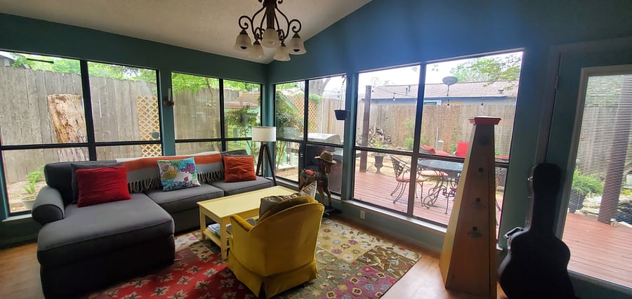 Sunroom with garden view