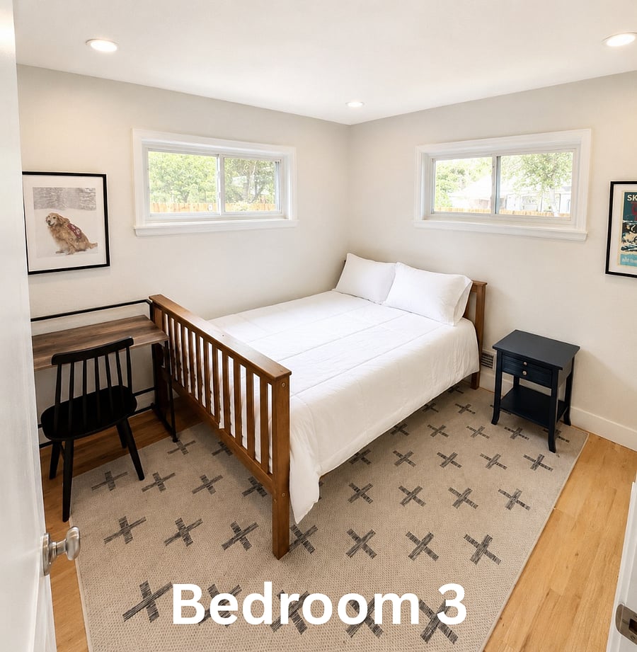 Bedroom 3: 103 square feet, 9'8x10'8, Queen bed