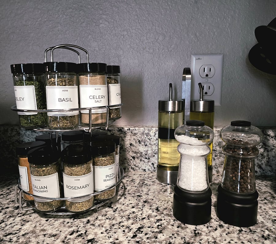Tasty spices available for your convenience while cooking.