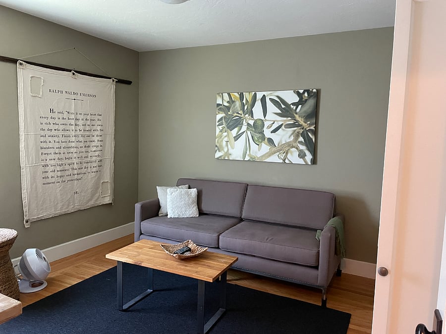 Private sitting room with TV and generous closet. You will not want for storage.