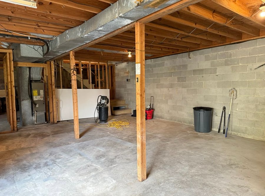 Basement garage with storage