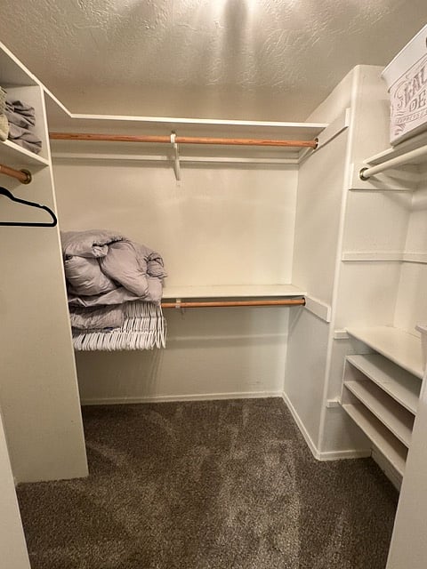 Walk-in closet in back bedroom with extra 100% Cotton Sheets and Blankets.