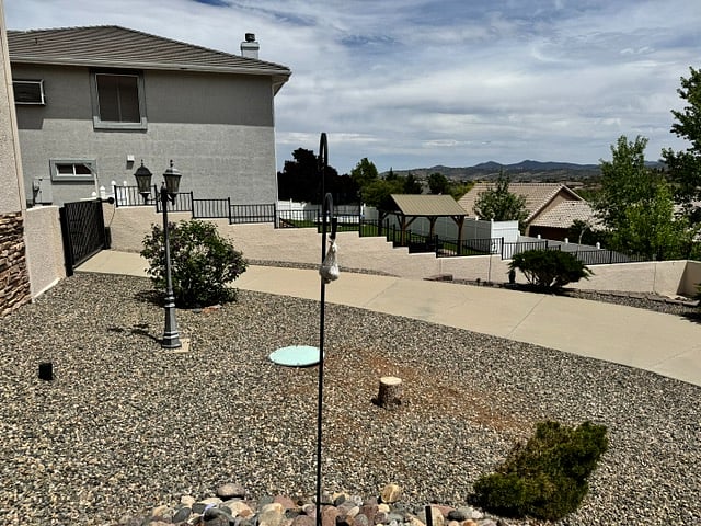 Large yard with 3' fence.