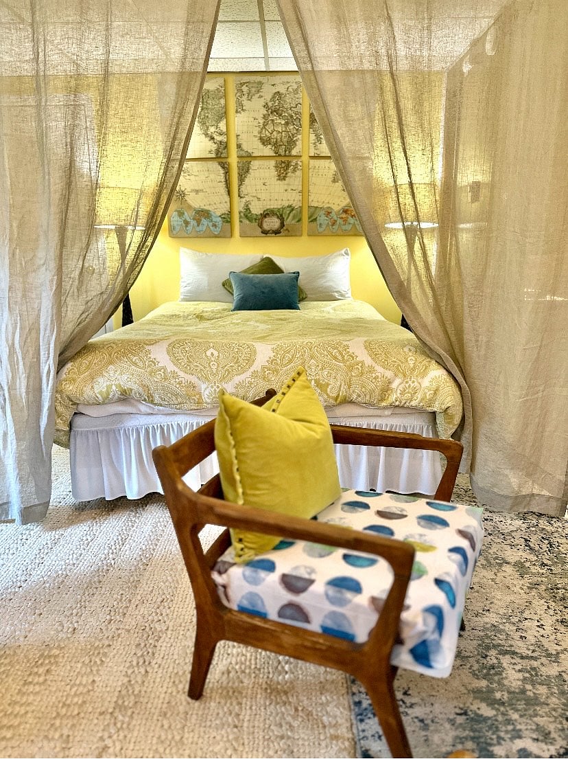 Semi private queen size bed space.