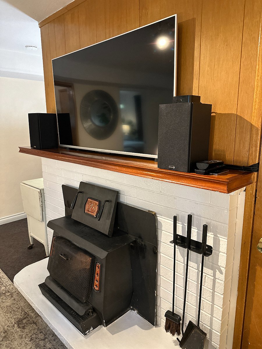 Speakers are added for your listening enjoyment. The Sony 55" TV will allow you to screen any of your favorite shows from your personal accounts.