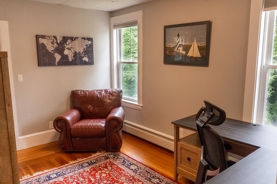 Office with leather recliner