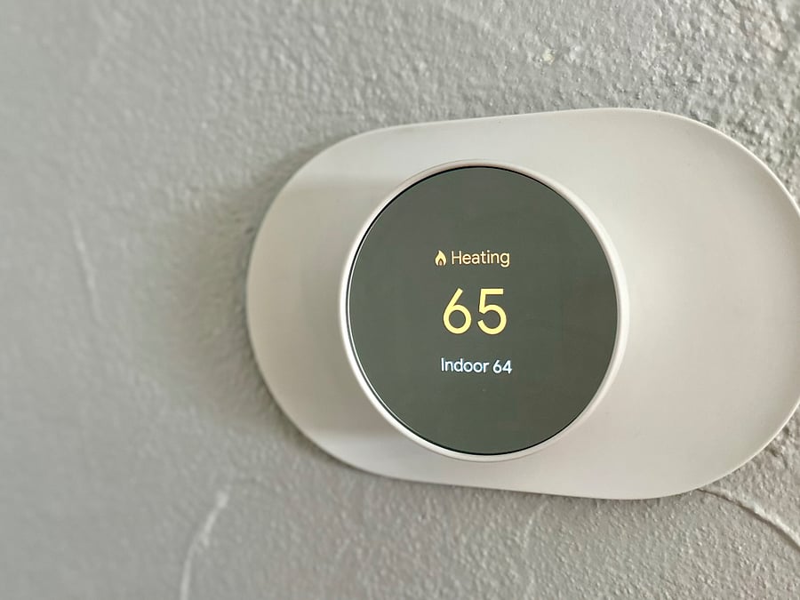 Nest thermostat for central heating.