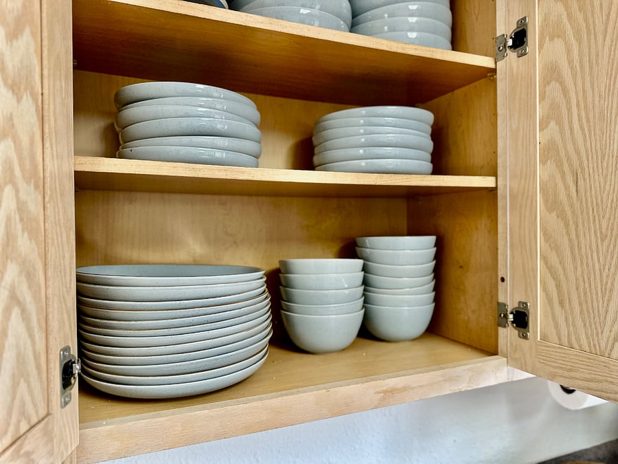 Selection of high quality stoneware, along with plastic options for quick bites.