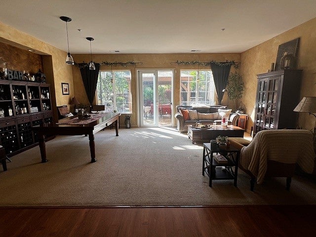 formal living room that steps out back