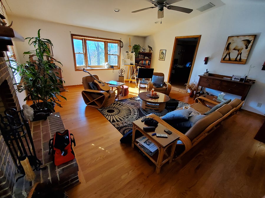 Living room with mountain view.
