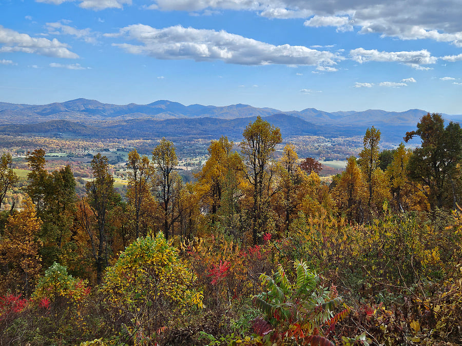 Looking at house from the Blue Ridge Parkway. What, you can't see it? ; )