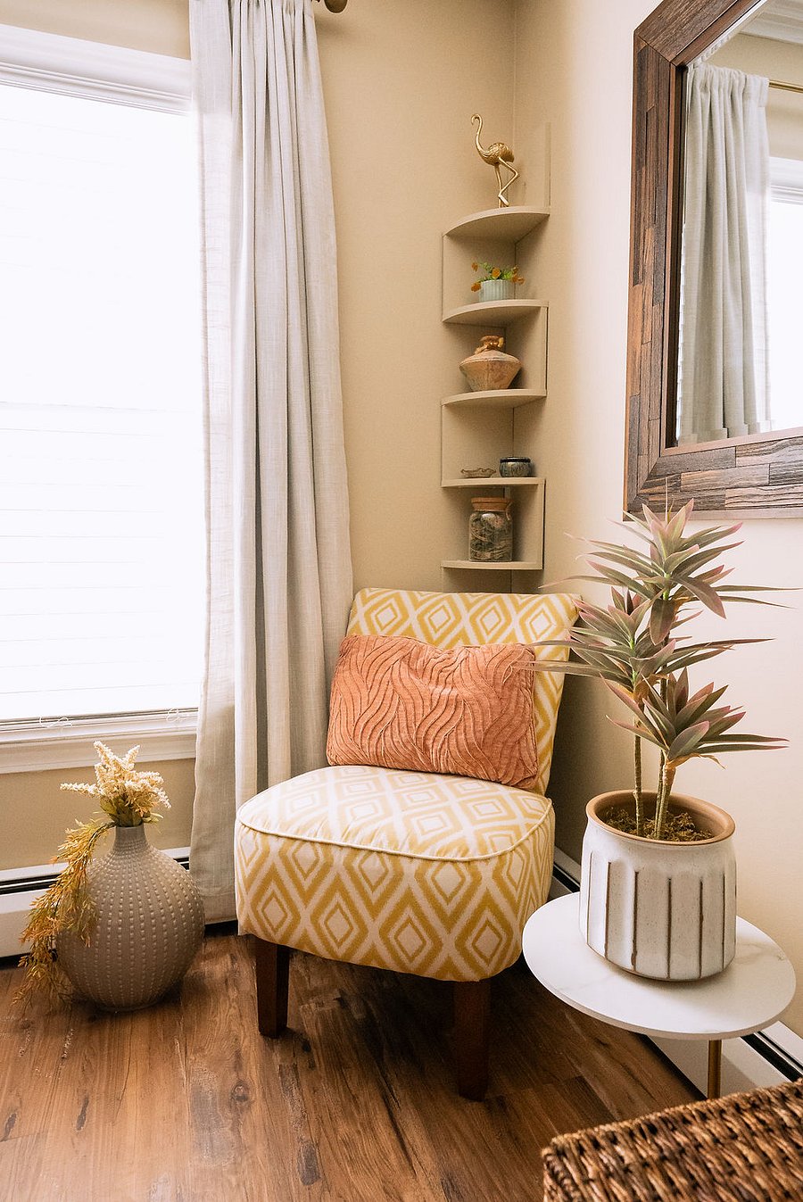 bedroom corner chair by the window for reading