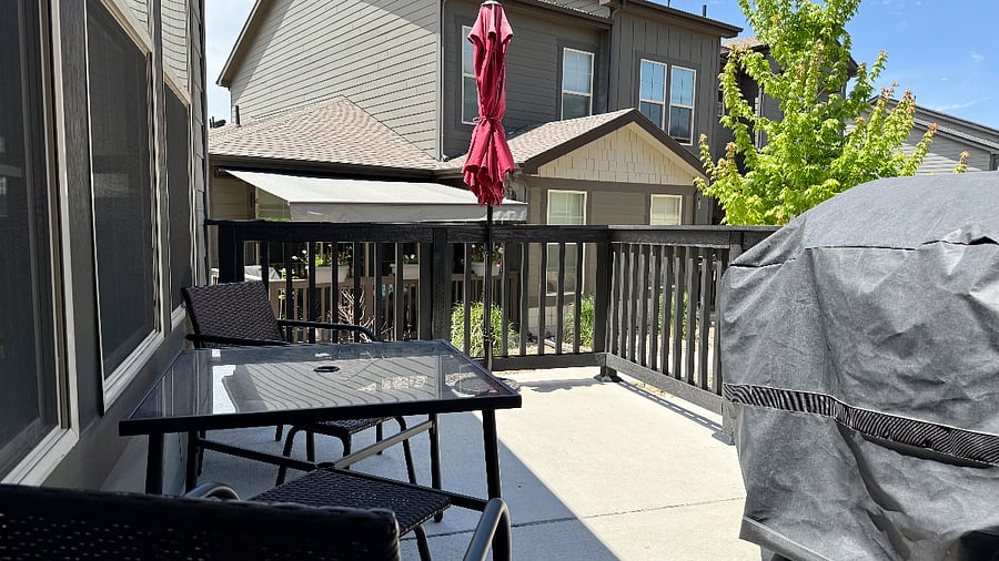 Attached patio accessible via dining