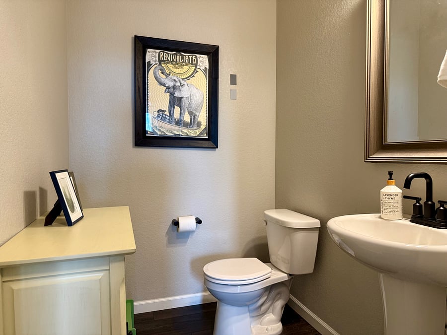 First level powder room