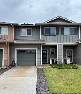 Driveway and back entrance to townhome