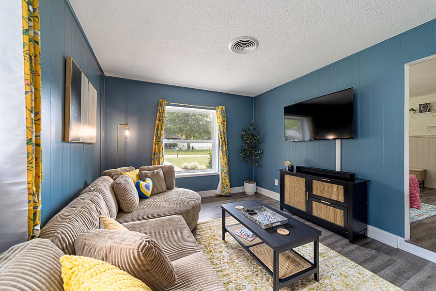 Living area with smart tv