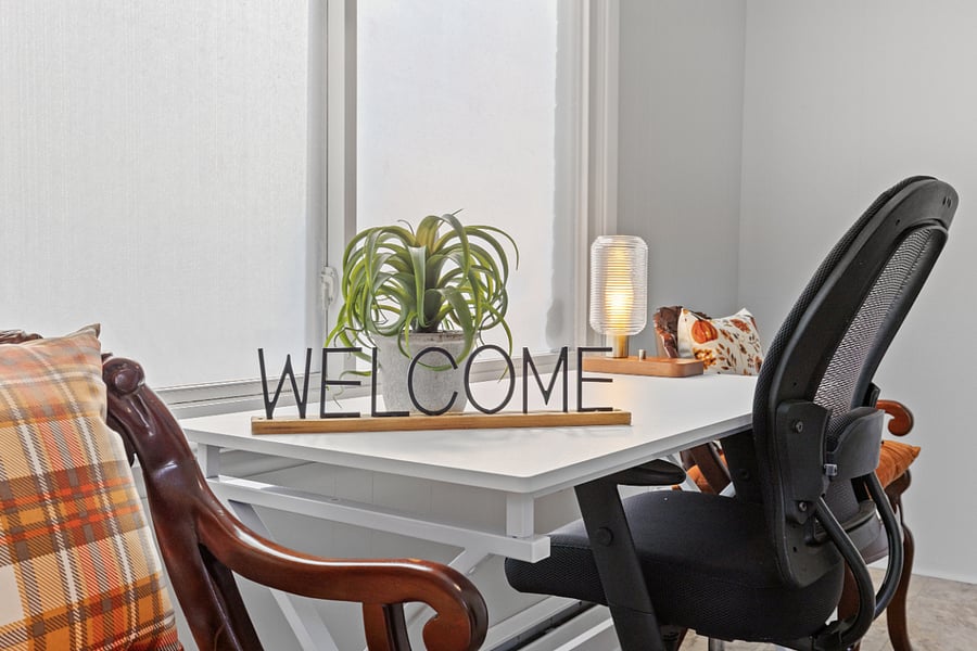 Need a space to work?
Well we've got you covered....
a desk and comfortable chair awaits!