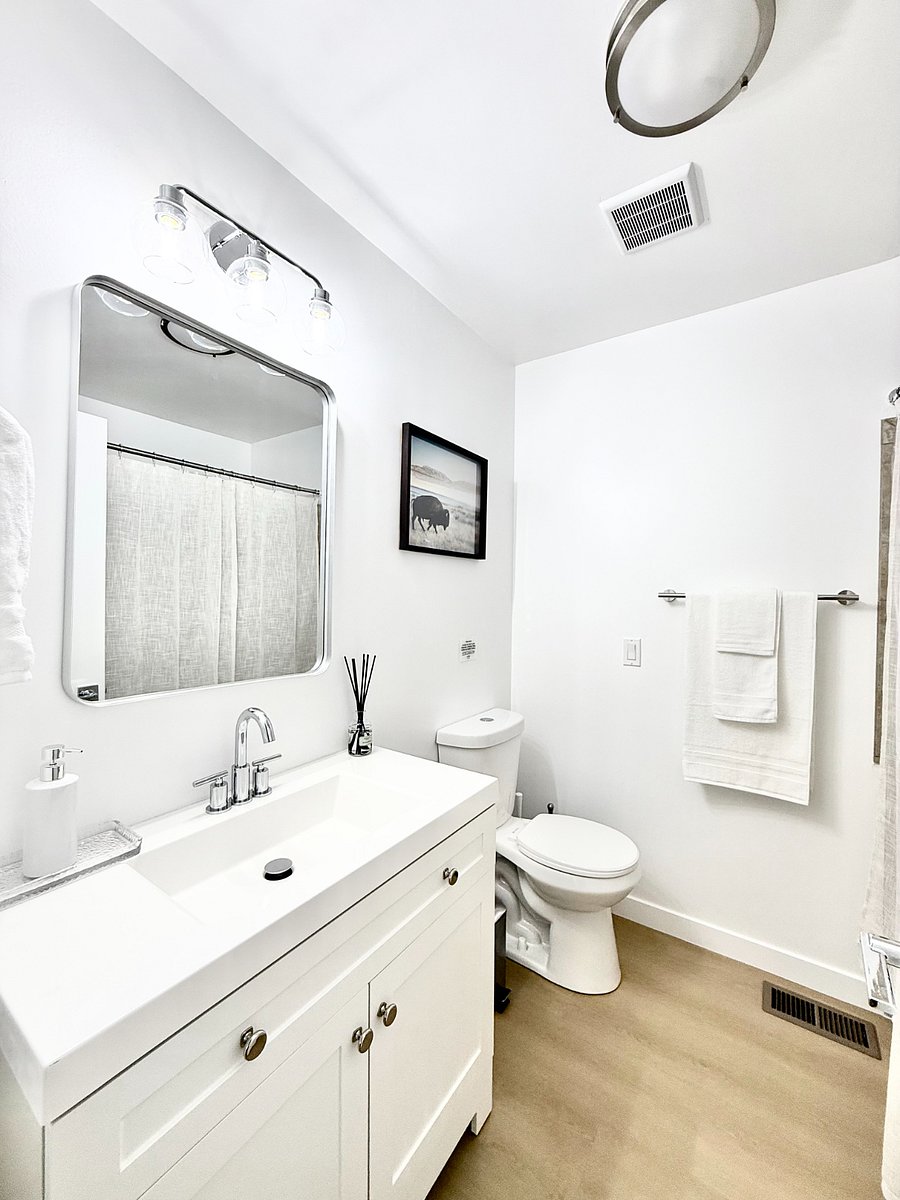 Full bathroom with tub.