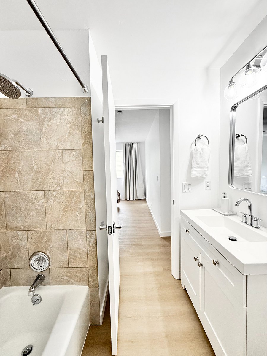 Full bathroom with tub.