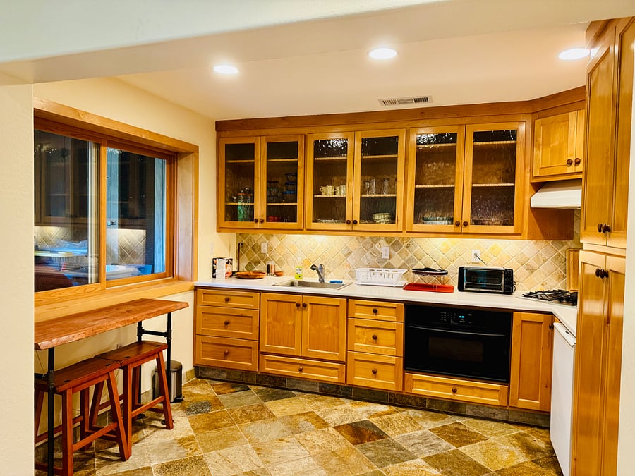 Kitchenette with Mini-Fridge, Convection Oven, Built-in Stovetop and Lots of Counter Space and Storage