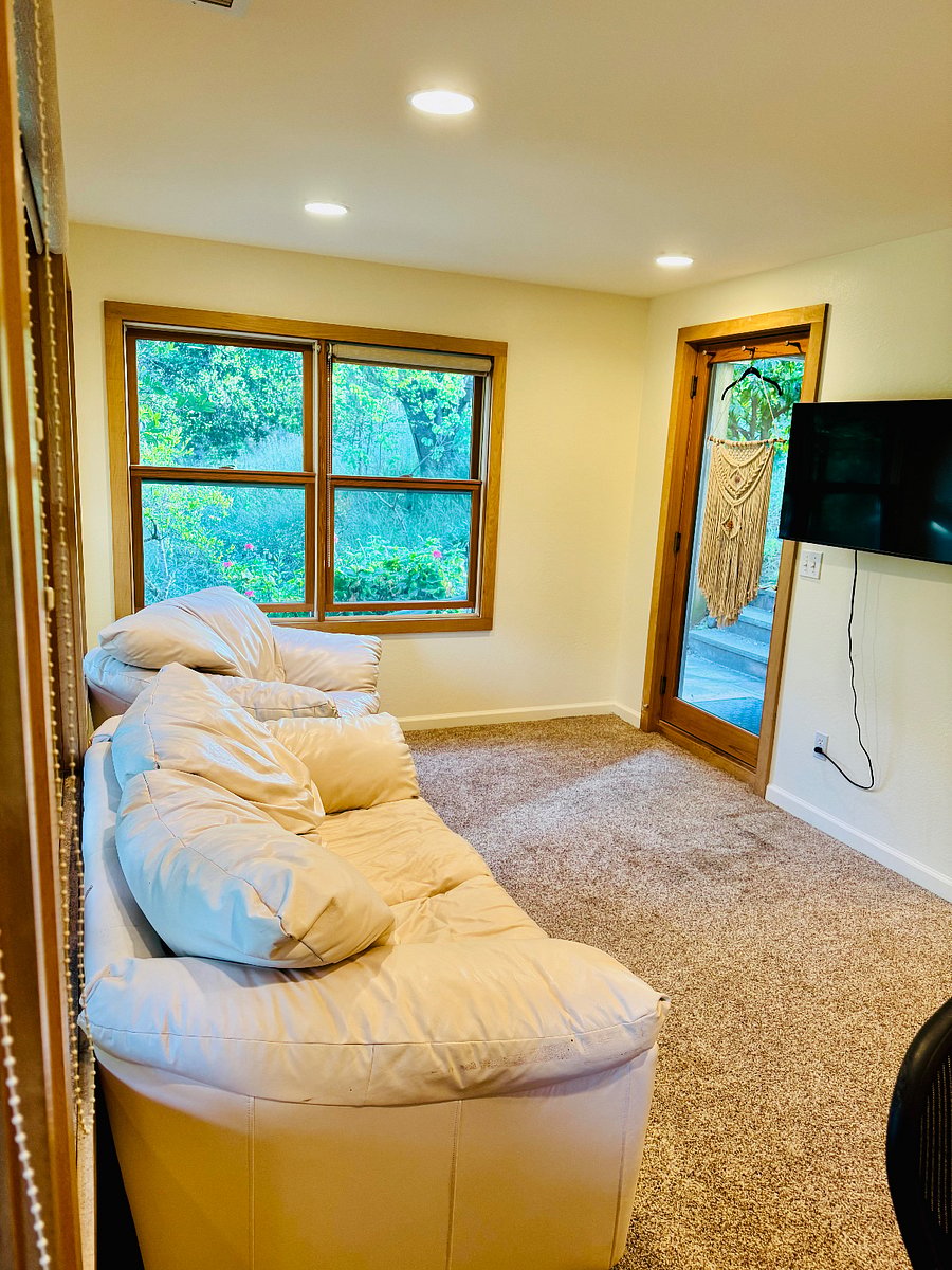 Leather Couches and Smart TV Chill Space