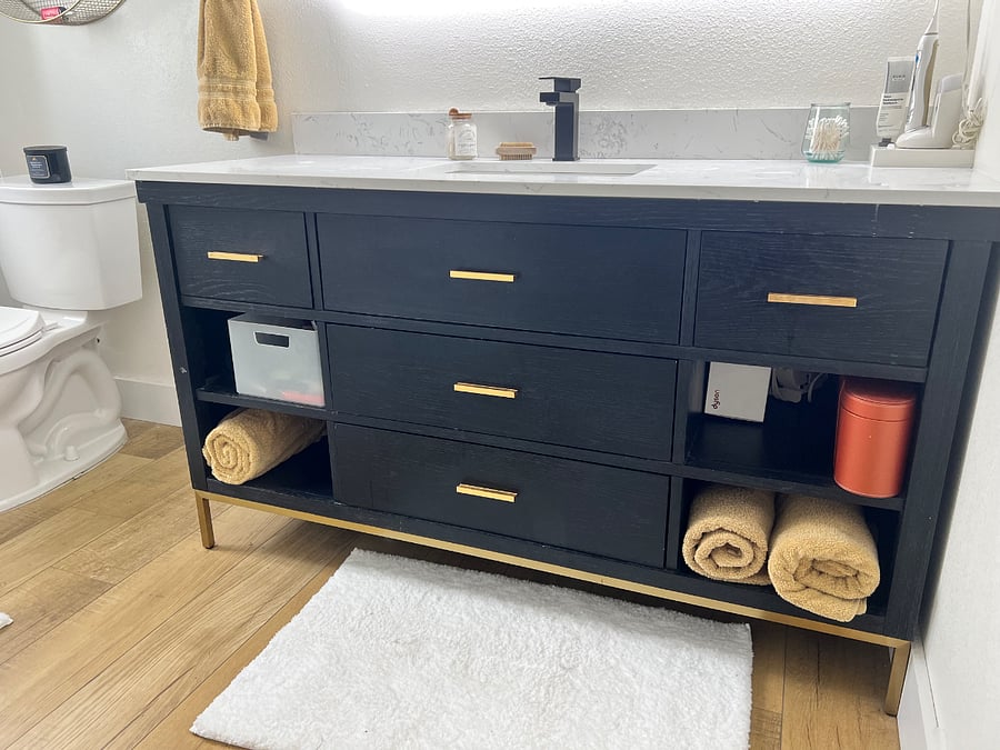 Beautiful form meets function! Youll have plenty of drawer space for your toiletries and towels. 