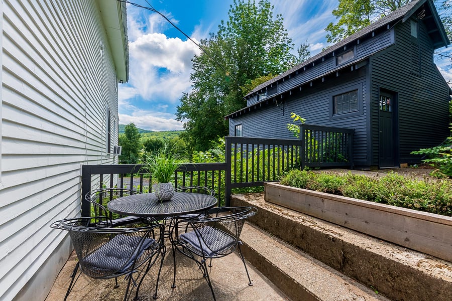 Wrought iron dining on back patio