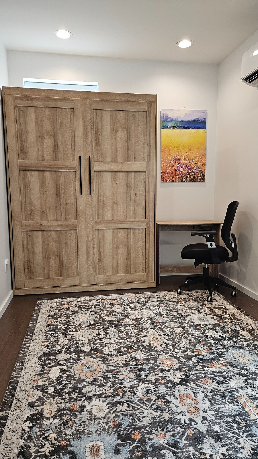 3d Floor Flexible Space, Murphy bed, space for work, workout, yoga.