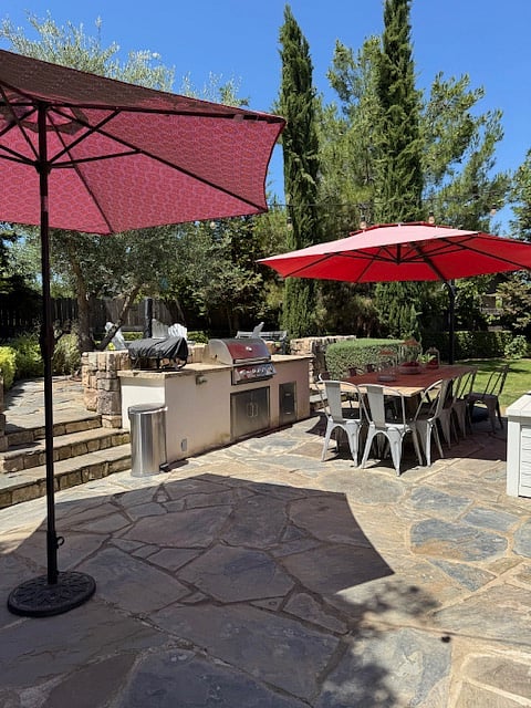 Outdoor BBQ Grill, Pizza Oven and table for 10
