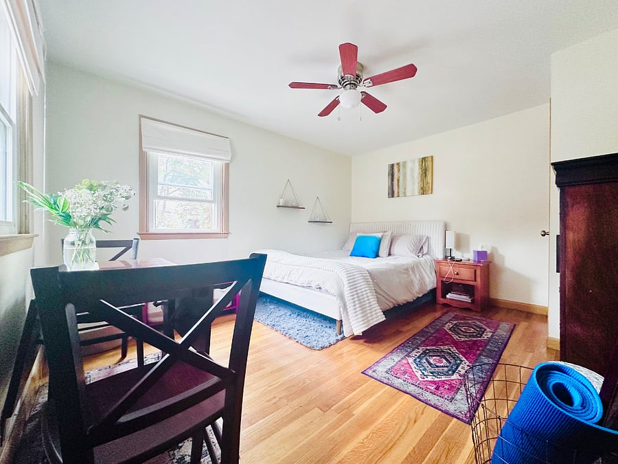 Master bedroom has beautiful natural light and plenty of space to settle in for a good nights rest. 