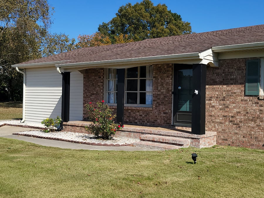 Front of home one story brick ranch house